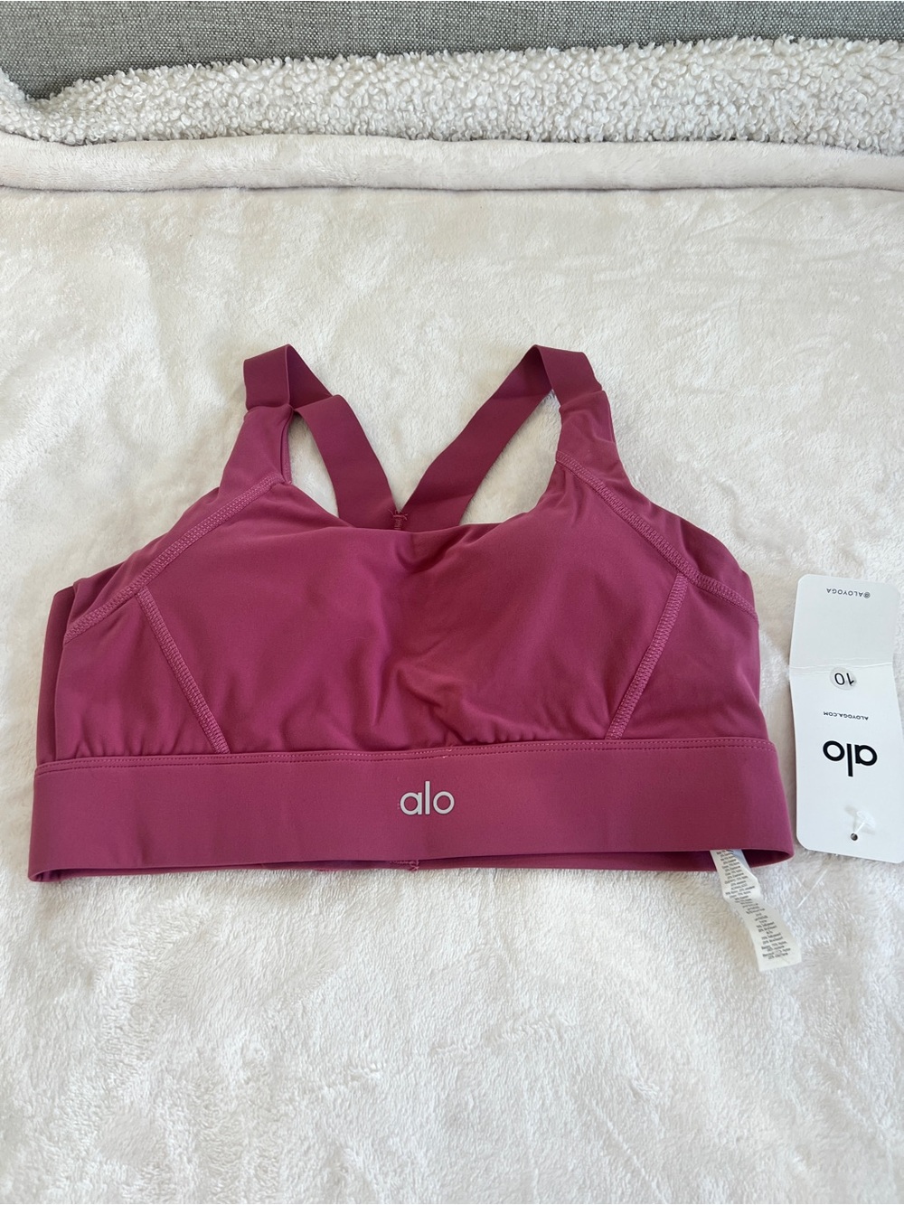 ALO Yoga Strappy Sports Bra in Deep Magenta
